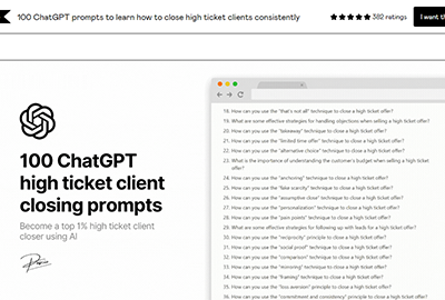 100 ChatGPT High-Ticket Prompts Bundle