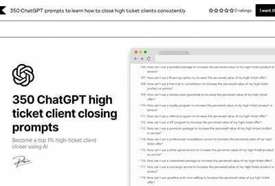 350 ChatGPT High-Ticket Prompts Bundle