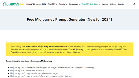 ChatGPT AI Hub - Free Midjourney Prompt Generator