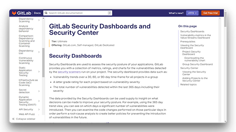 GitLab Security Dashboard