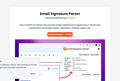 Parsio Gmail Signature Parser