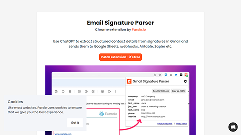 Parsio Gmail Signature Parser