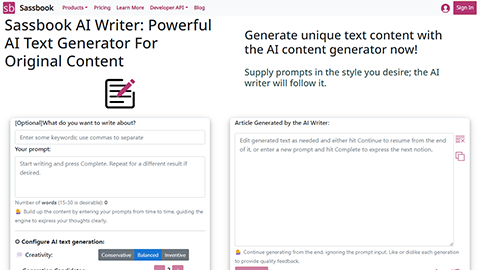 Sassbook AI Writer